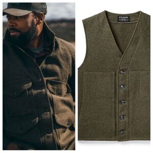 Filson Mackinaw Wool Cruiser Vest Forest Green Army Green Size 44 L